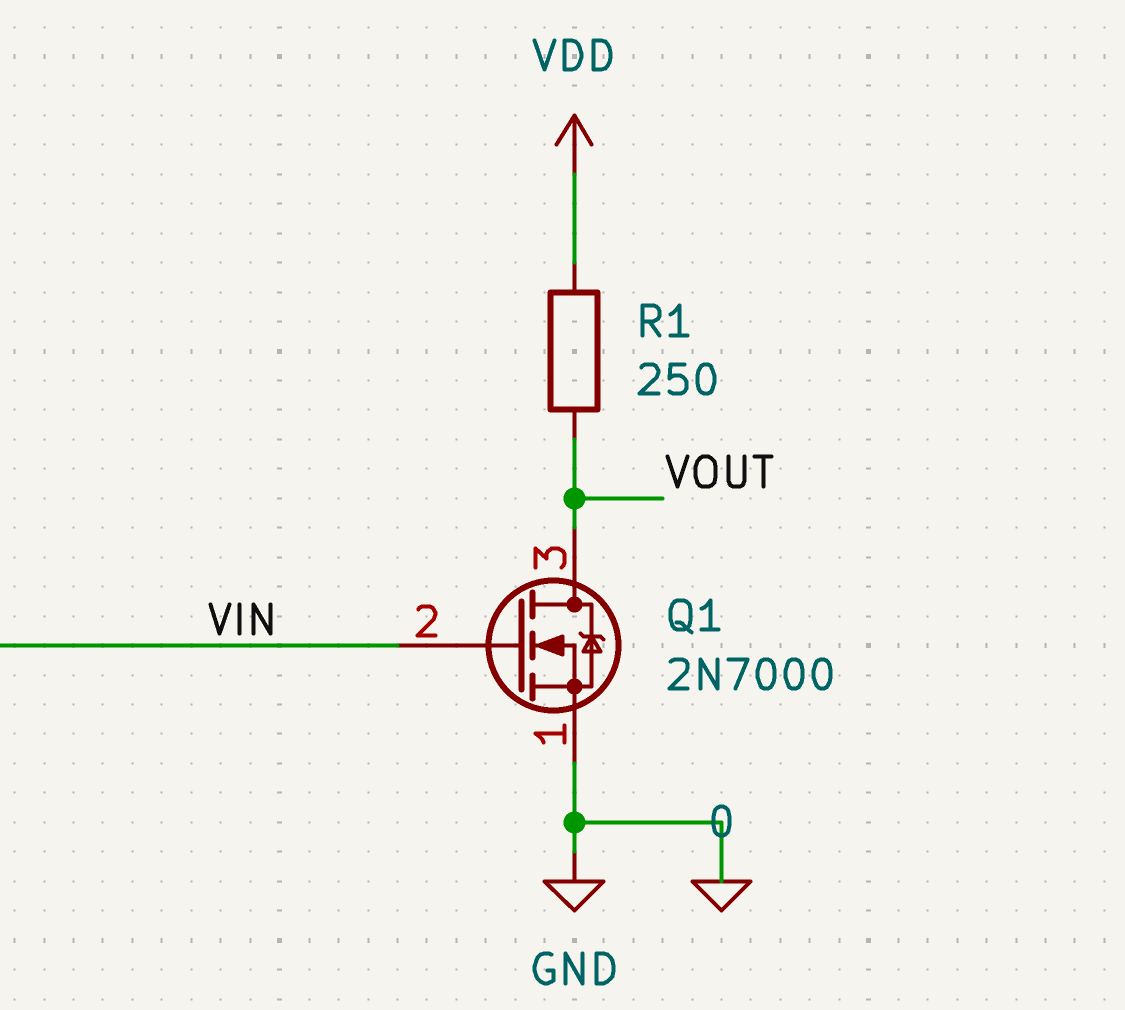 Common source amplifier circuit schematic.